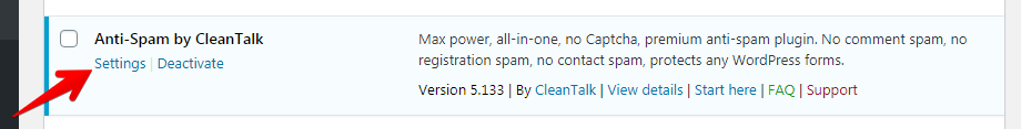 WordPress Anti-Spam plugin settings